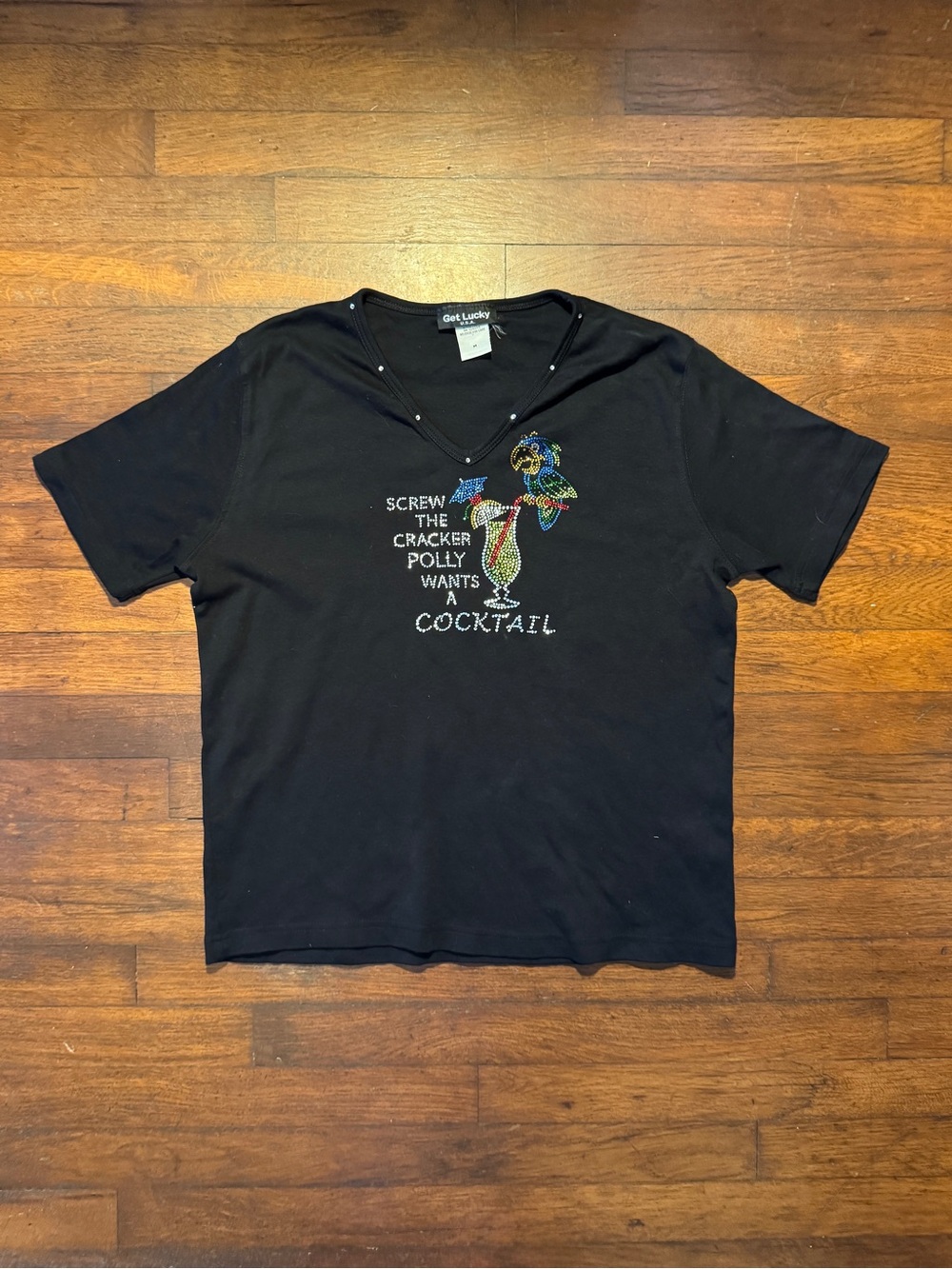 “Polly Wants a Cocktail” V Neck Tee